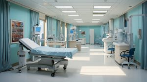 Pusta sala szpitalna utrzymana w jasnej kolorystyce i w sterylnych warunkach. /Źródło: 123rf.com