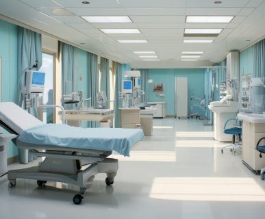 Pusta sala szpitalna utrzymana w jasnej kolorystyce i w sterylnych warunkach. /Źródło: 123rf.com
