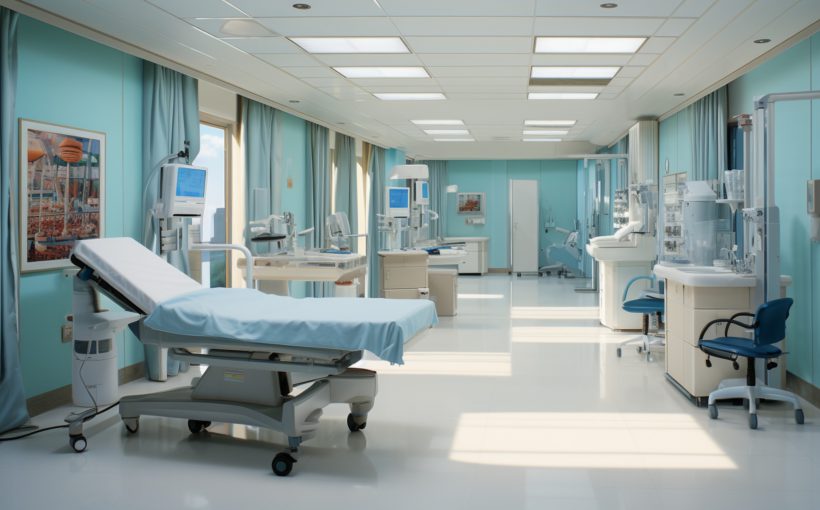 Pusta sala szpitalna utrzymana w jasnej kolorystyce i w sterylnych warunkach. /Źródło: 123rf.com