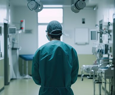 Lekarz stoi na sali operacyjnej, czekając na pacjenta. /Źródło: 123rf.com