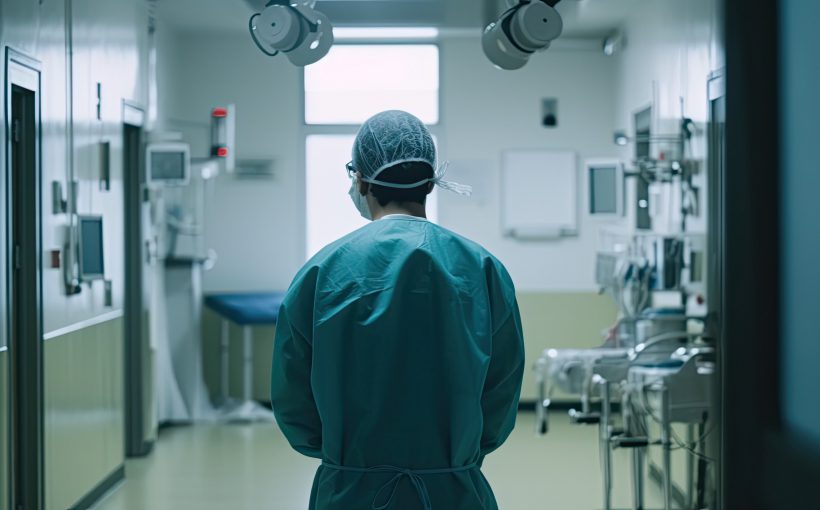 Lekarz stoi na sali operacyjnej, czekając na pacjenta. /Źródło: 123rf.com