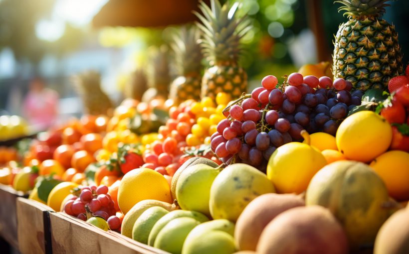 Stragan wypełniony świeżymi, dojrzałymi owocami letnimi. /Źródło: 123rf.com