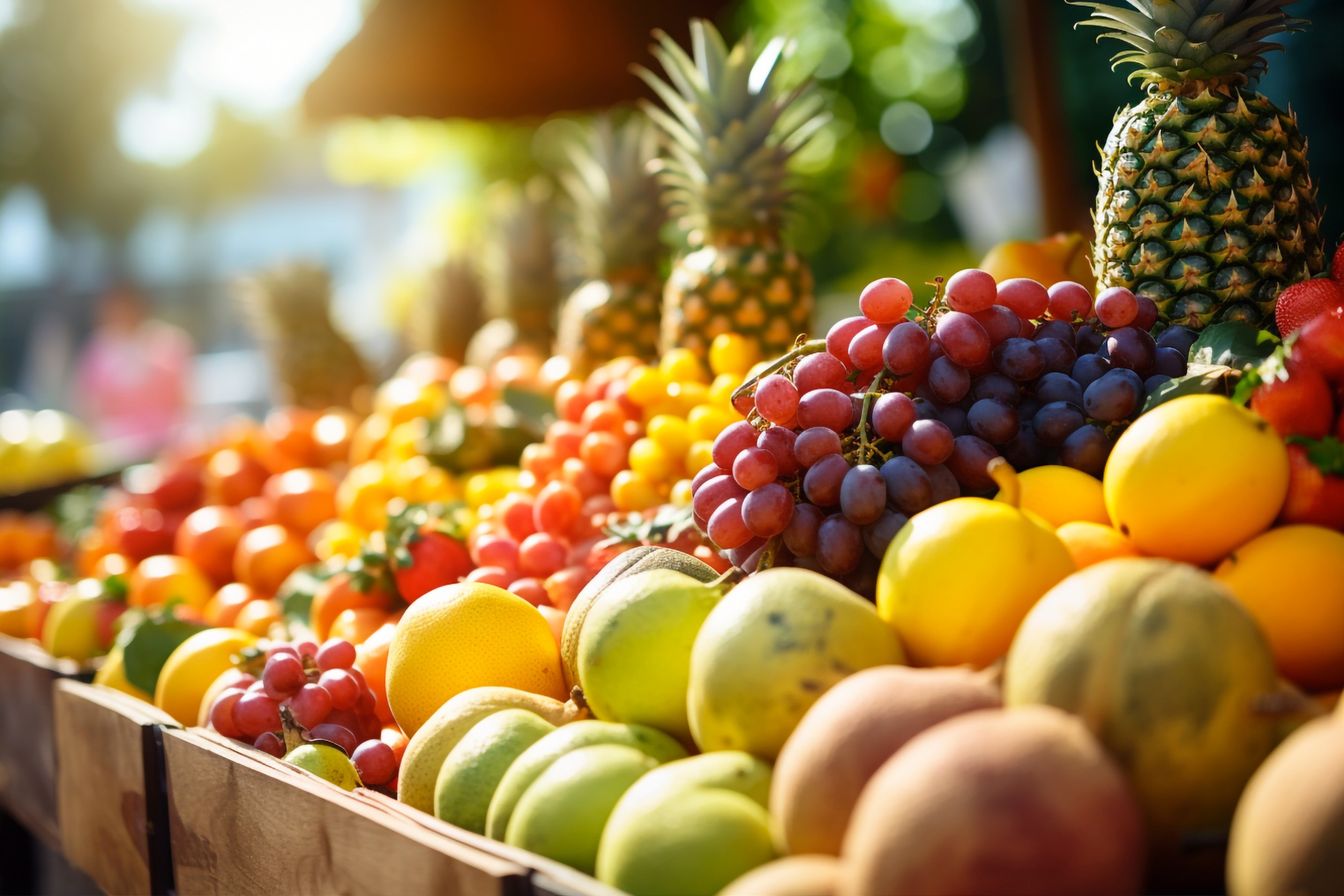 Stragan wypełniony świeżymi, dojrzałymi owocami letnimi. /Źródło: 123rf.com