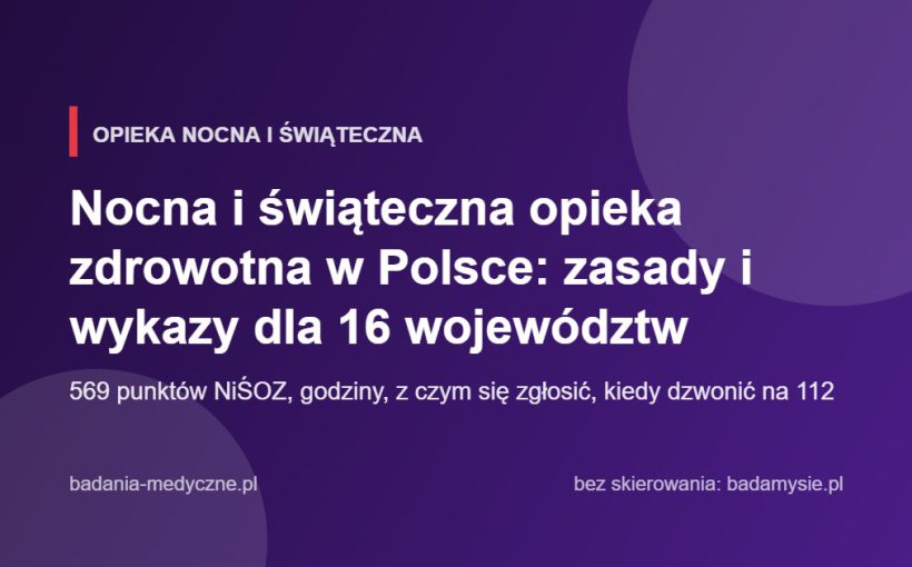 Nocna i świąteczna opieka zdrowotna w Polsce: zasady i wykazy dla 16 województw
