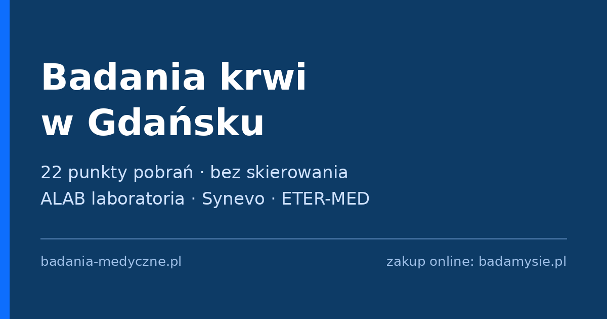 Badania krwi w Gdańsku – punkty pobrań bez skierowania