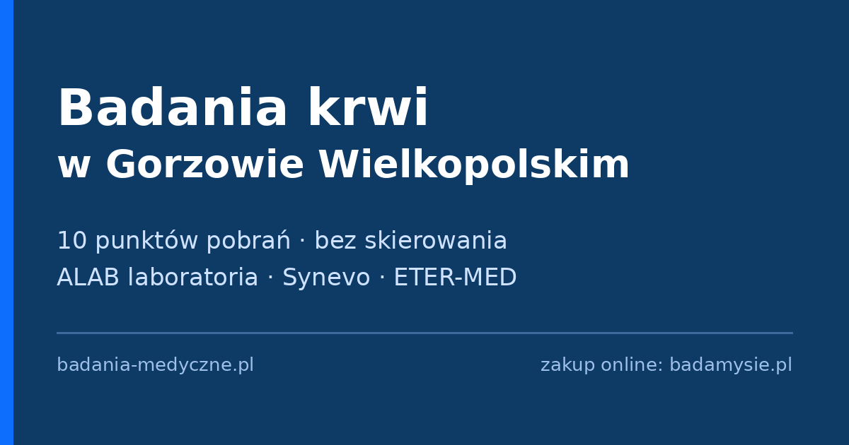 Badania krwi w Gorzowie Wielkopolskim – punkty pobrań bez skierowania