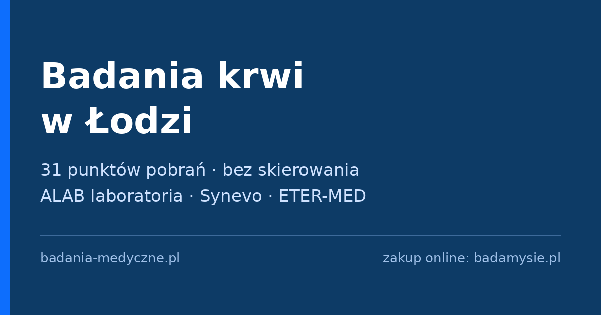 Badania krwi w Łodzi – punkty pobrań bez skierowania