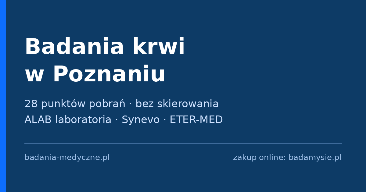 Badania krwi w Poznaniu – punkty pobrań bez skierowania